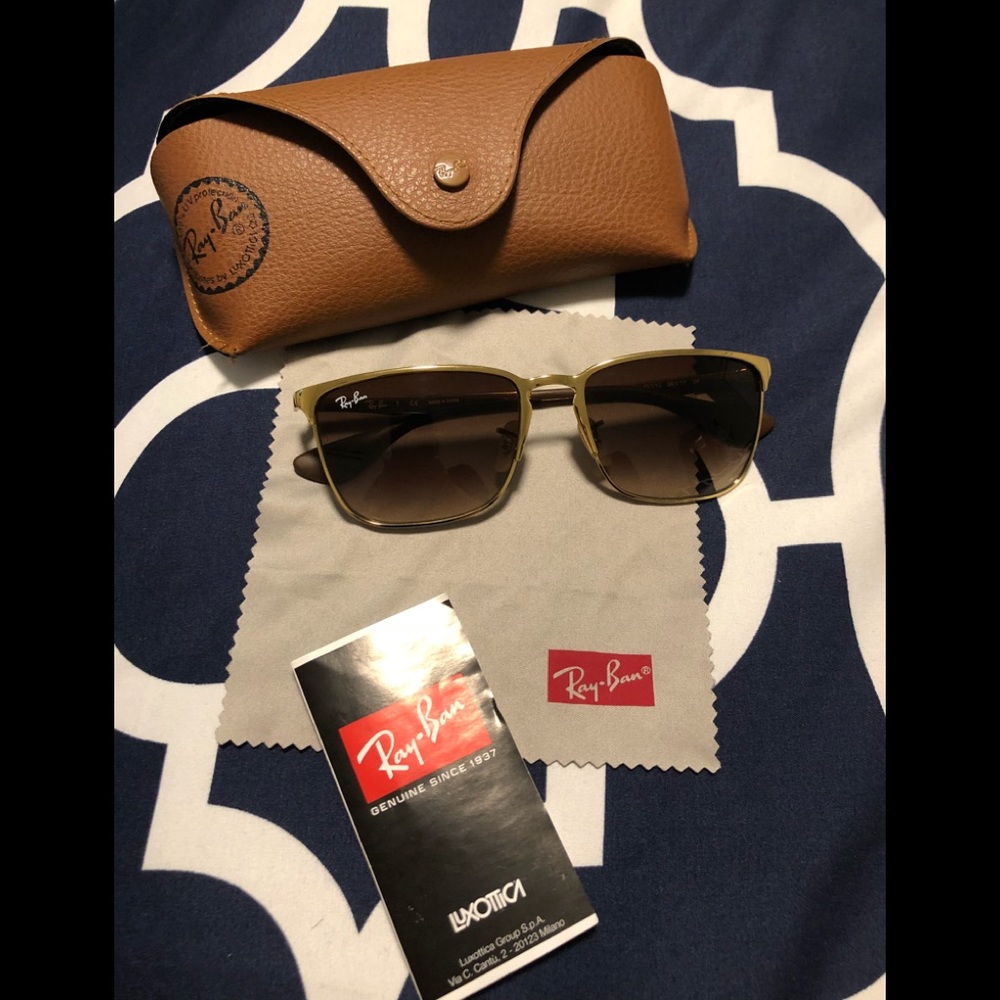 Authentic Ray-ban gold framed sunglasses